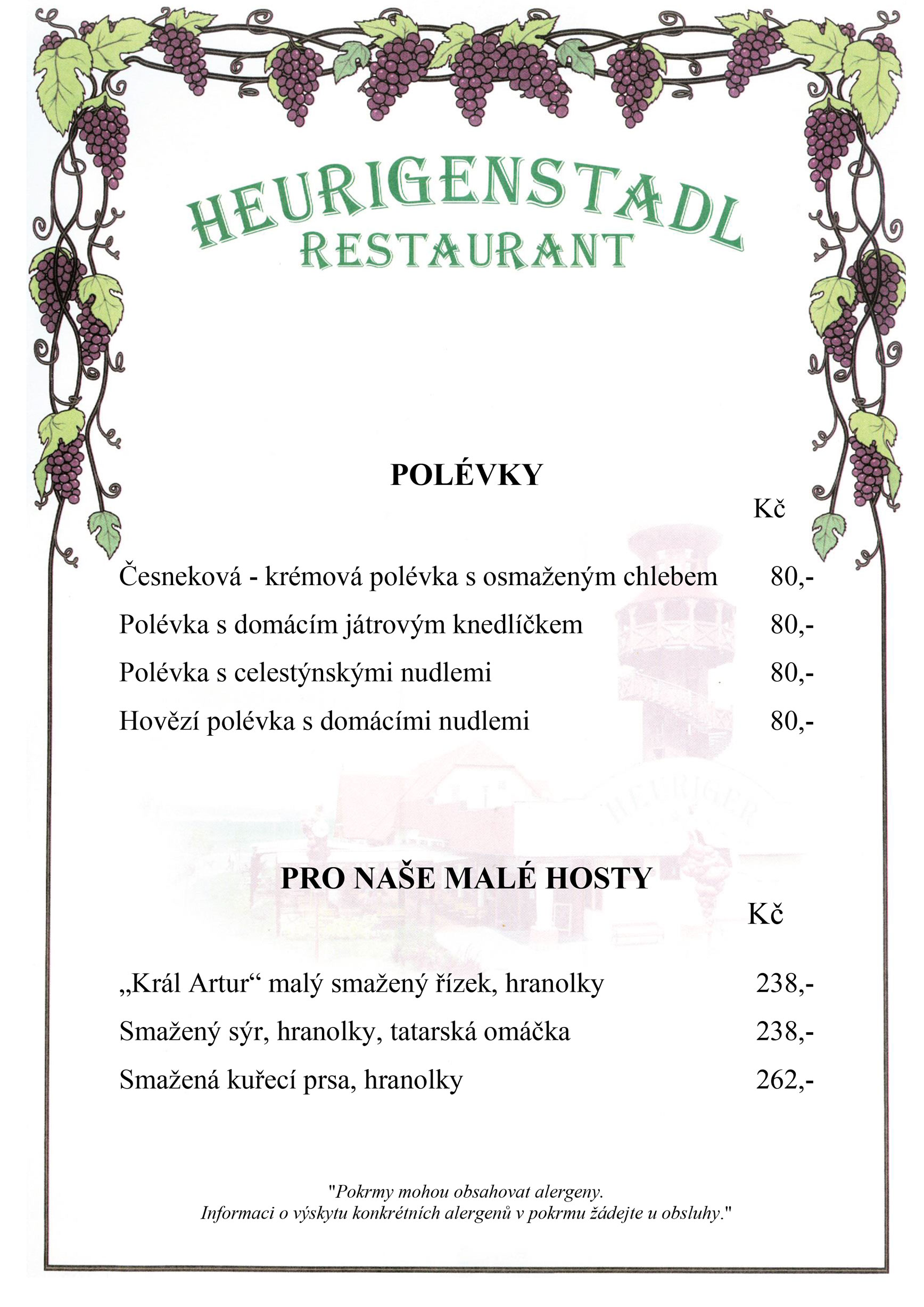 Jídelní lístek Heurige – Family City (1)