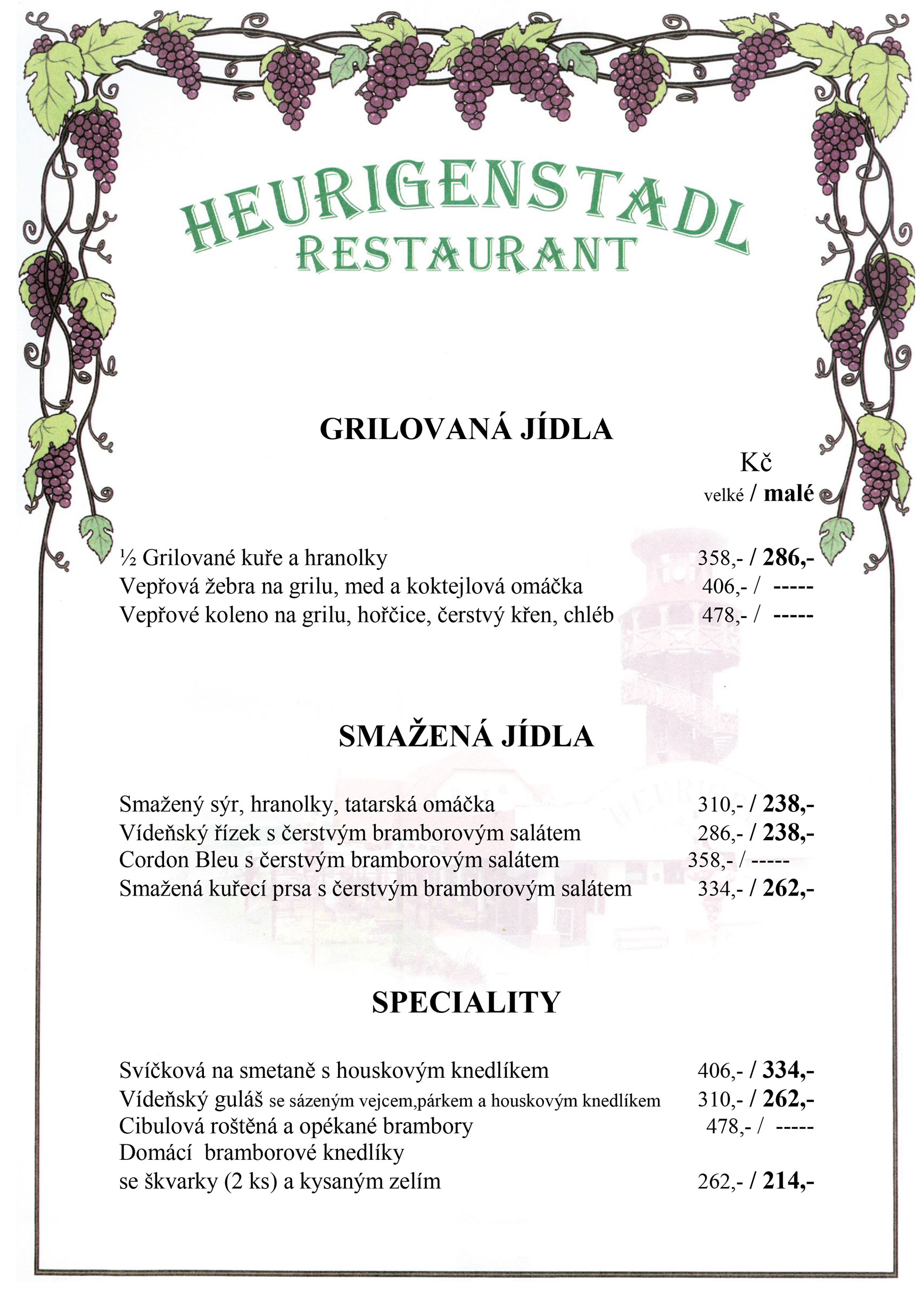 Jídelní lístek Heurige – Family City (2)